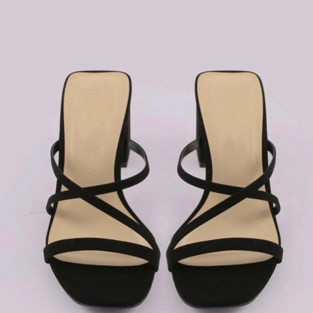 open toe strap heels